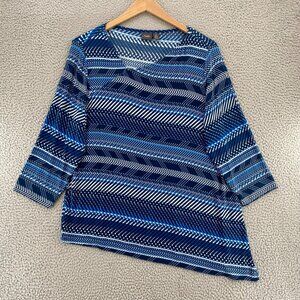 Chicos Top Womens 3 US Extra Large Blue Travelers Classic Sky Weaves Asymmetric